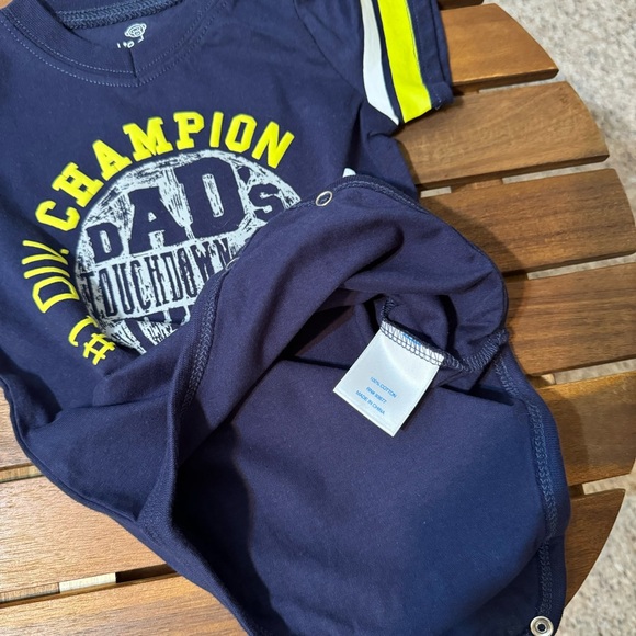 Okie Dokie Baby Boy Graphic Football Bodysuit /Dad’s Touchdown tyke/Champion - Picture 6 of 8